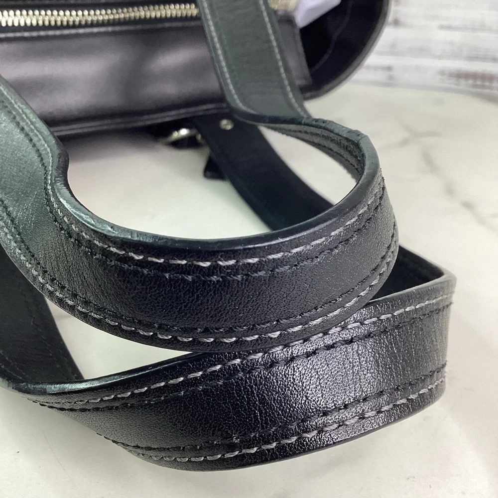 COACH VINTAGE HAMPTON BLACK SHOULDER BAG TOTE SMOOTH‎ LEATHER PURSE WORK